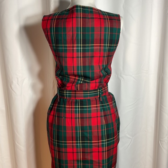 Vintage 100% wool petite Pendleton sleeveless plaid dress - Picture 5 of 7